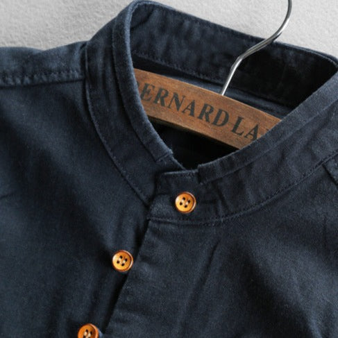Men's Mandarin Collar Button Up Shirt Long Sleeve