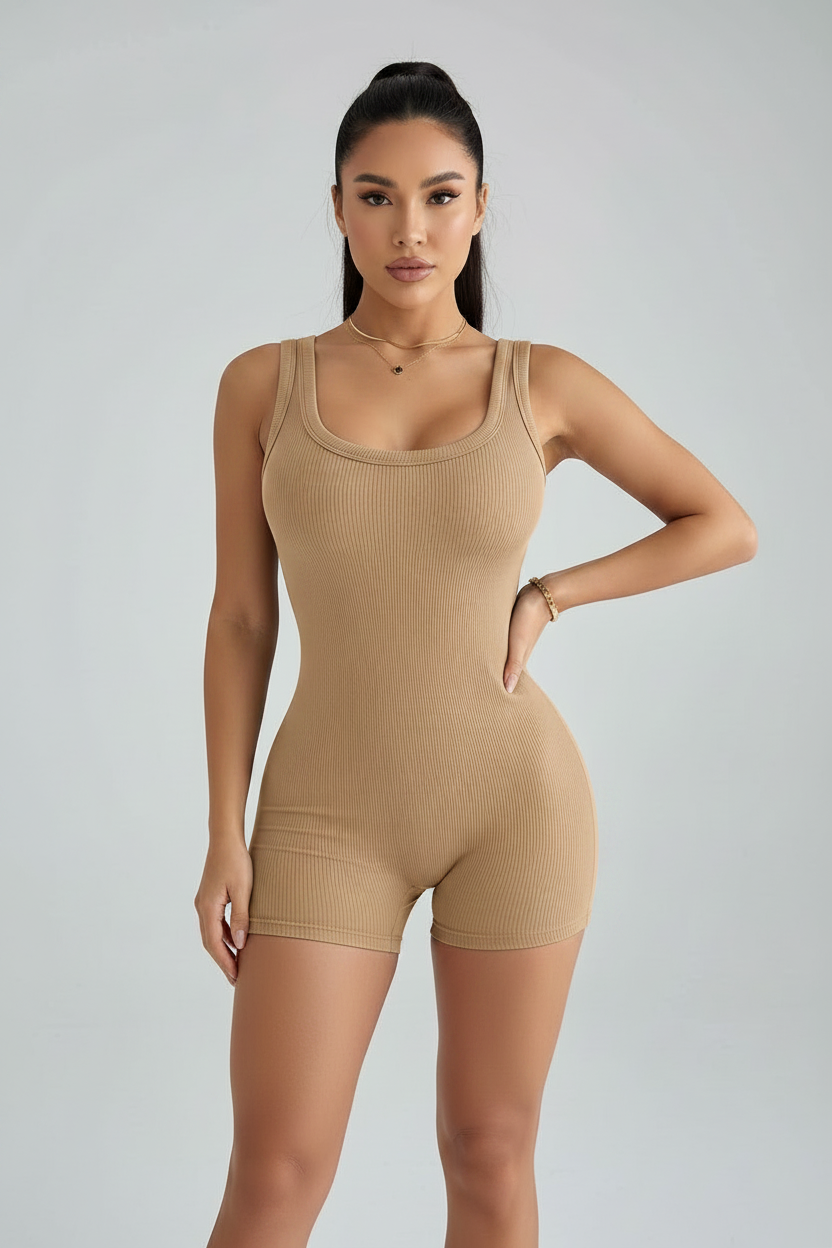 Elegant Comfortable Yoga Romper with Stretch Fabric and Adjustable Str - Jamota