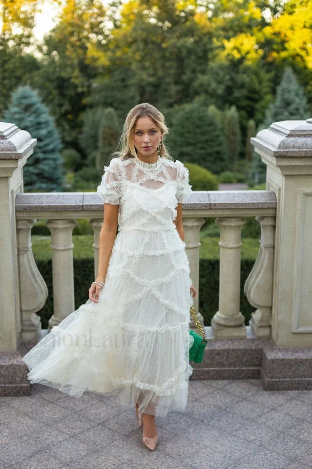 Kinley Ruched Ruffle Charming Hem Maxi Dress