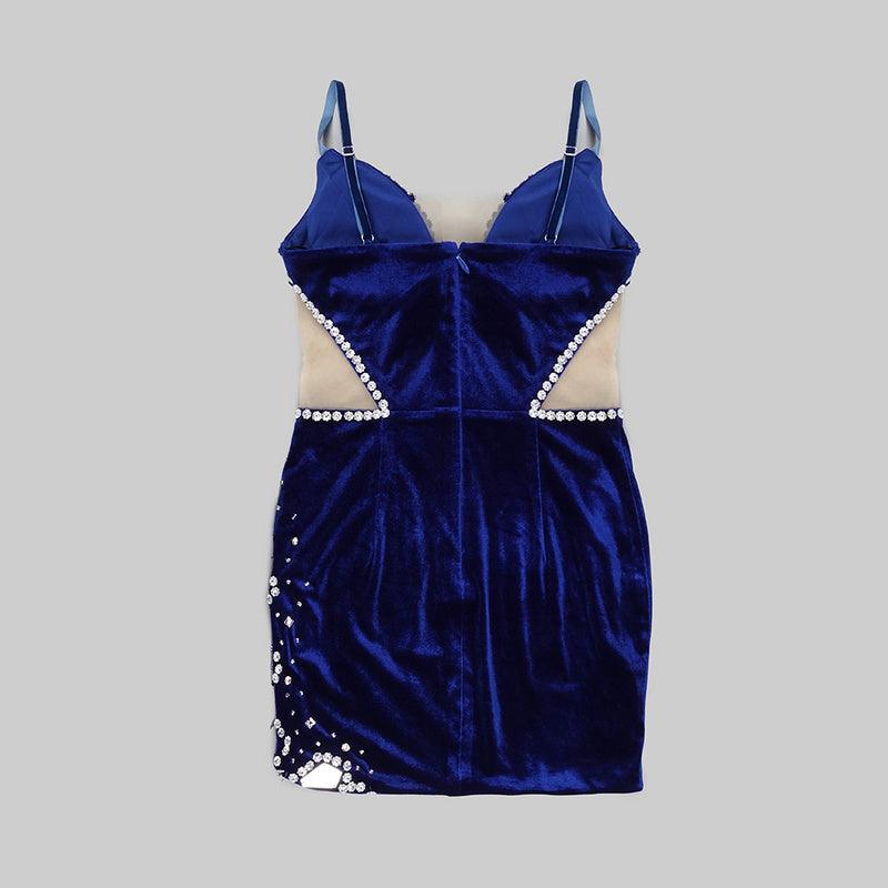 Kitty Strappy Velvet Sweetheart Crystal Trim Mesh Mini Dress 9