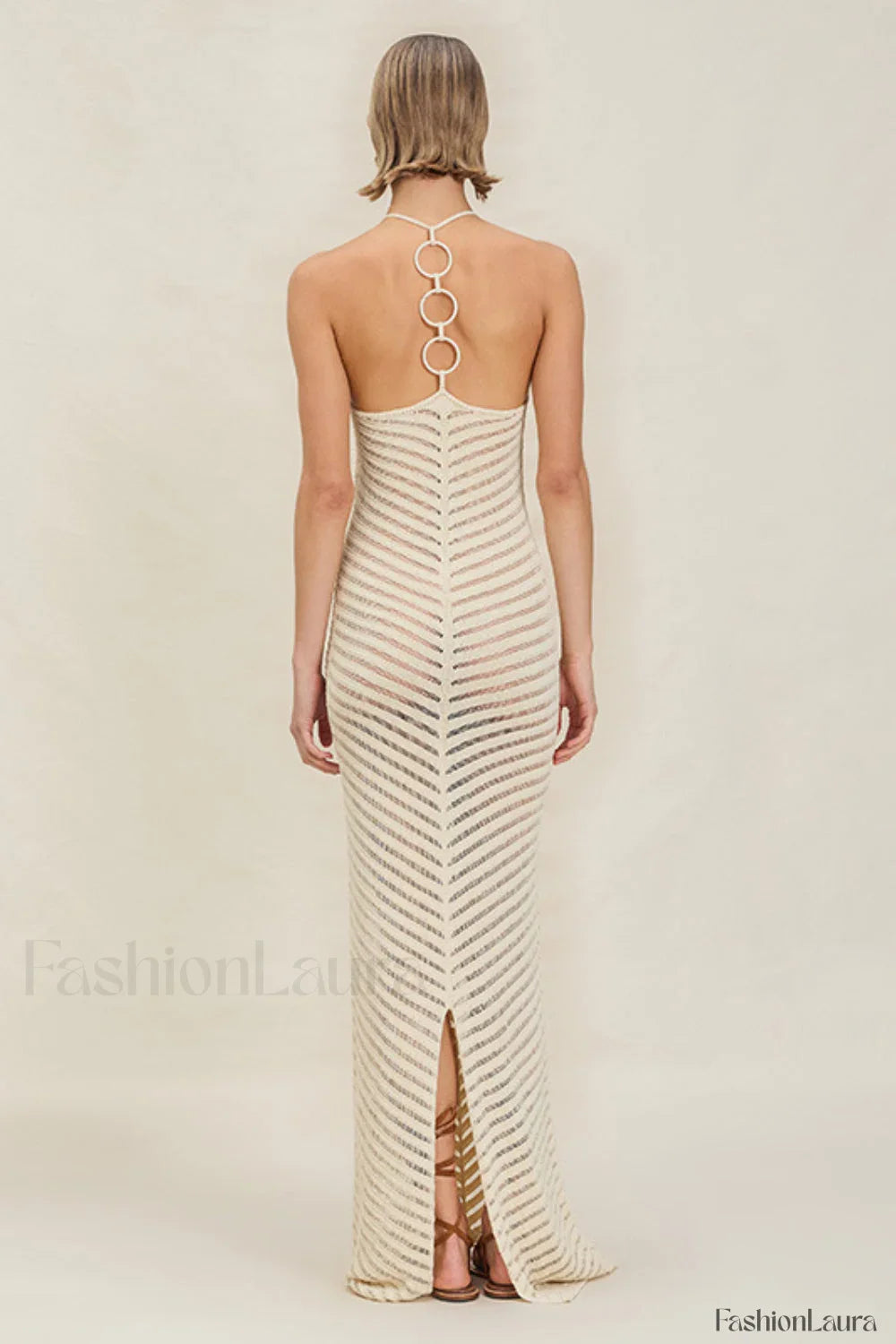 Knit Cutout Halter Bodycon Maxi Dress