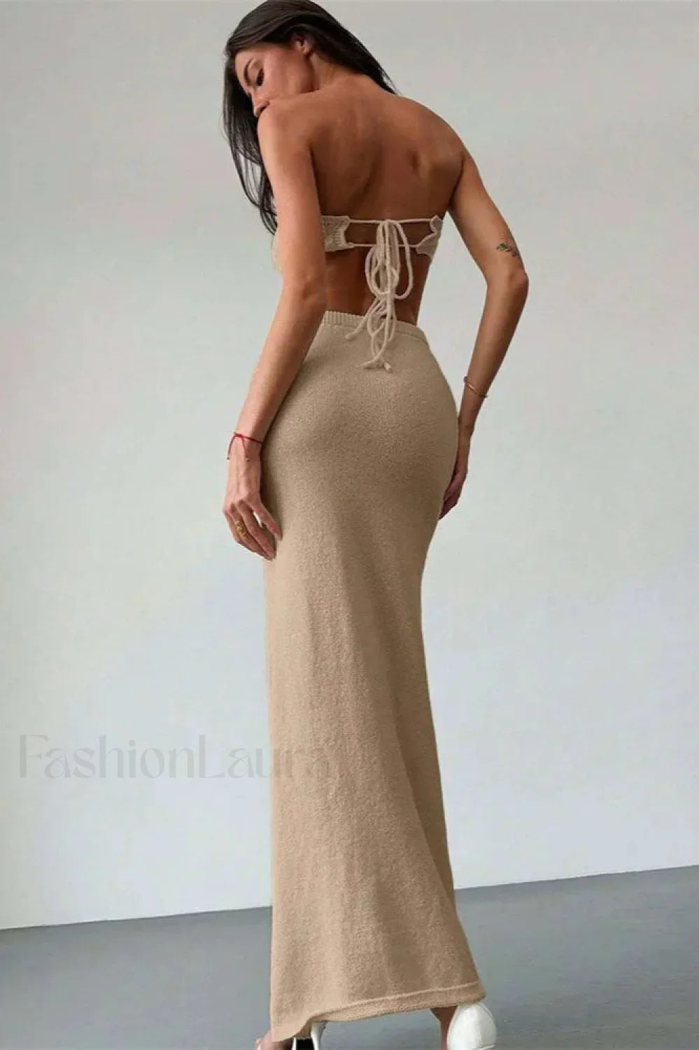 Knit Floral Patchwork Tube Top Boho Dress