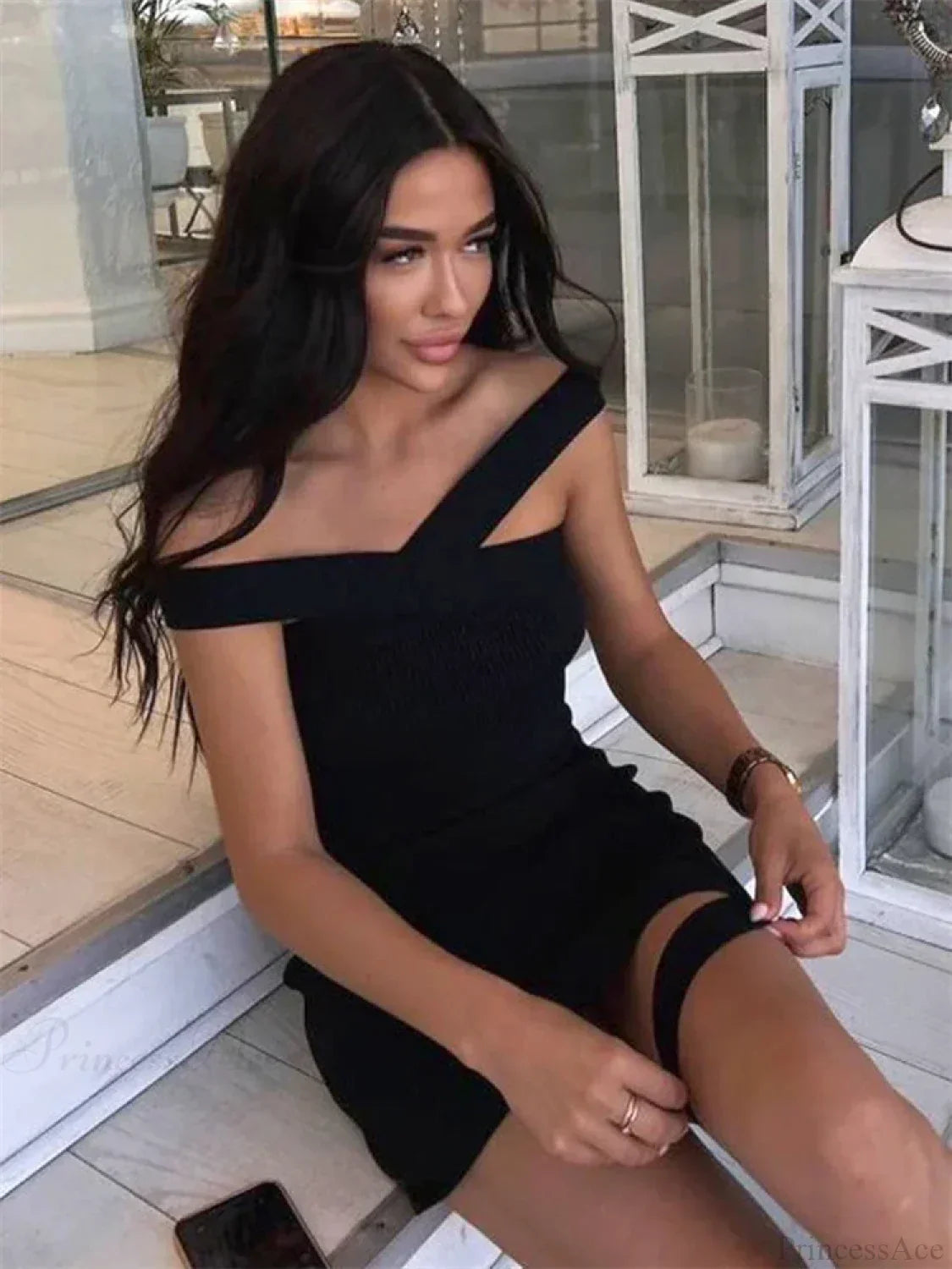Knit Off Shoulder Cut Out Bodycon Mini Dress