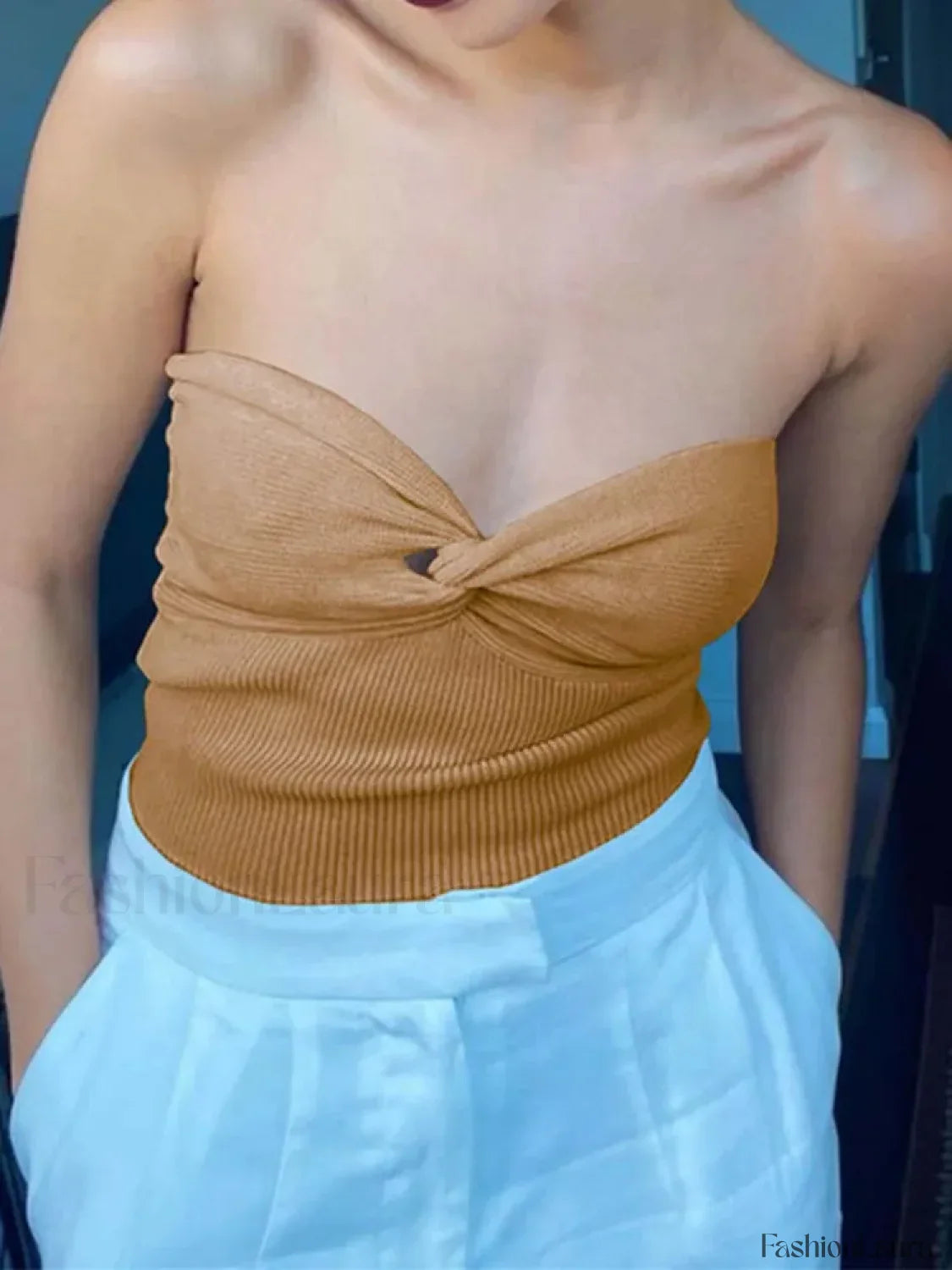 Knit White Backless Corset Crop Top