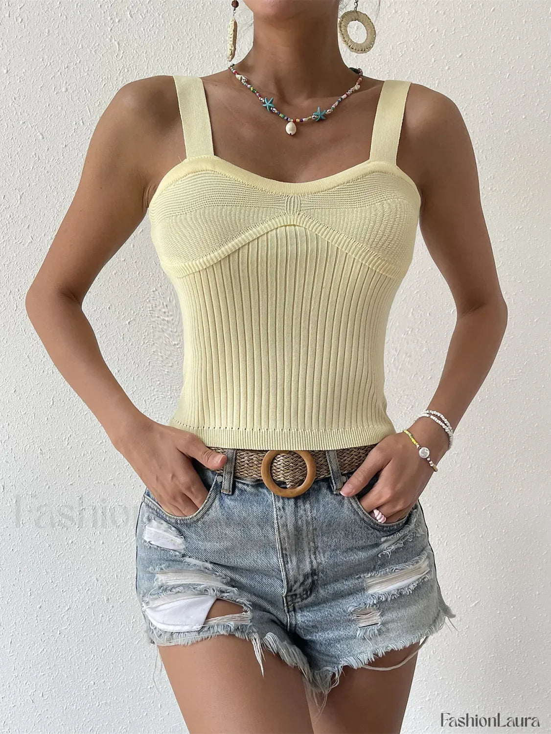 Knitted Backless Halter Crop Top