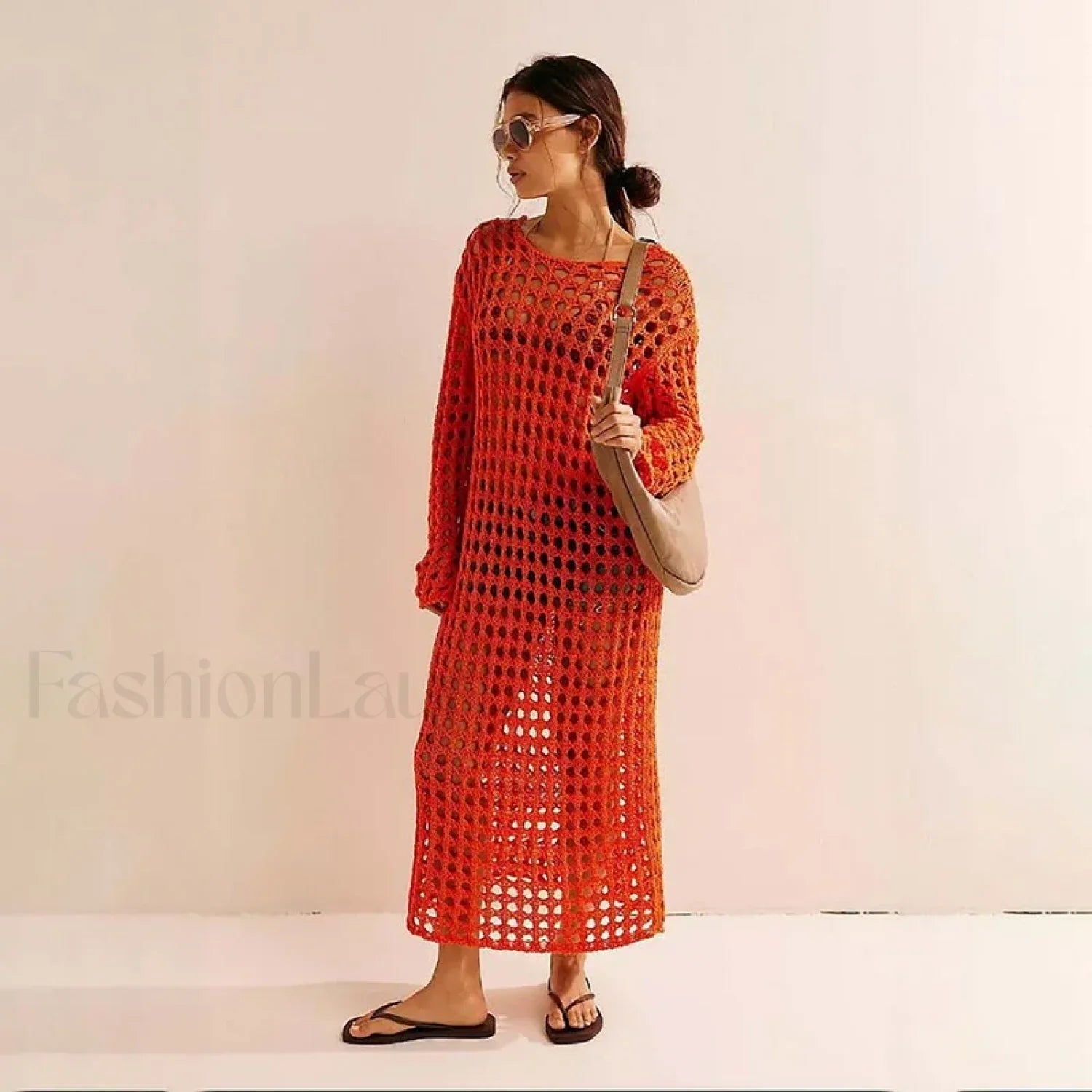 Knitted Hollow Long Dress Cover Up