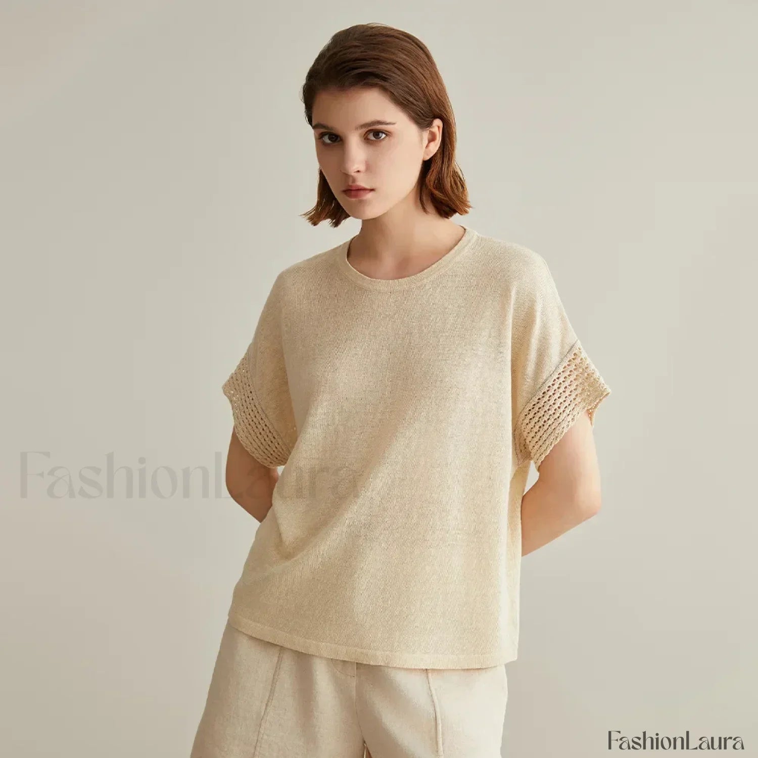 Knitted Pullover Linen Sweater T-Shirt