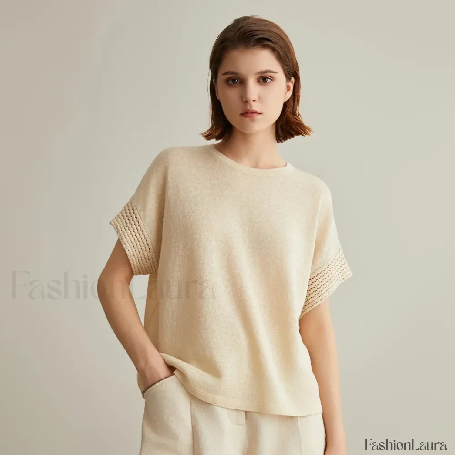 Knitted Pullover Linen Sweater T-Shirt