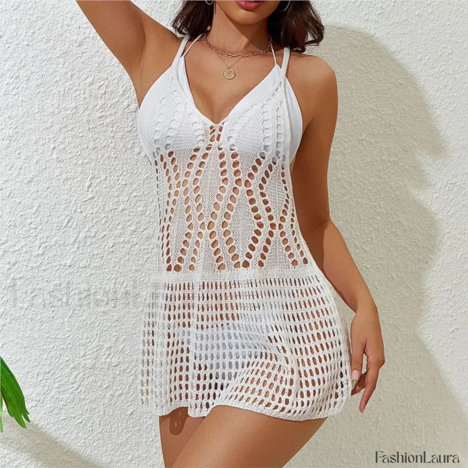 Knitted Side Robe Mini Dress Cover Up