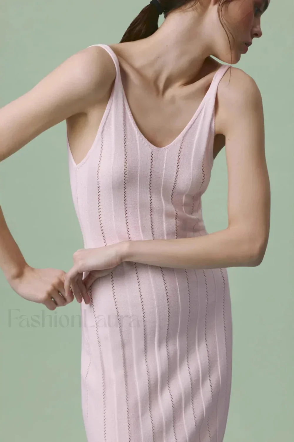 Knitted V-Neck Sleeveless Halter Maxi Dress