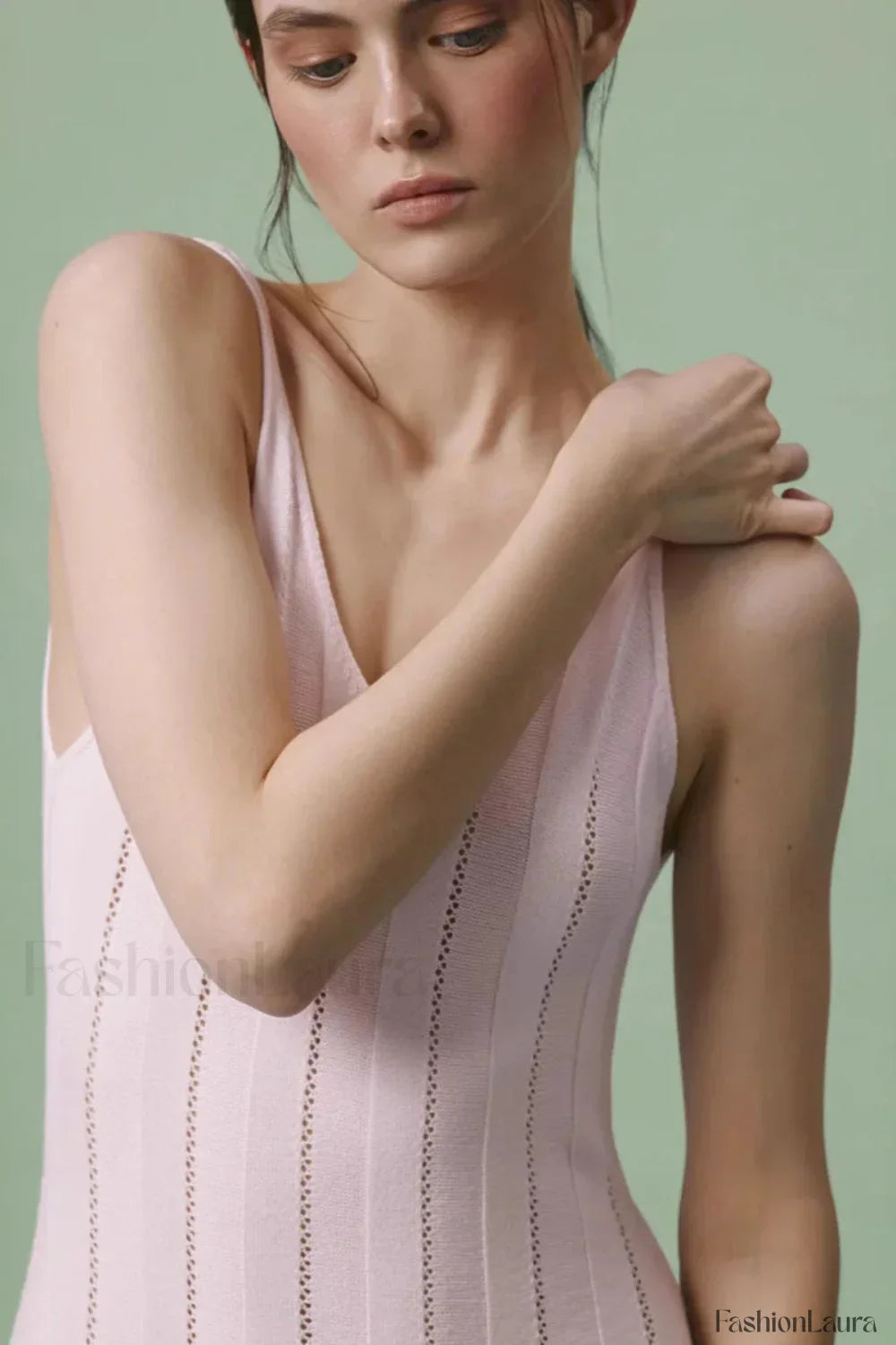 Knitted V-Neck Sleeveless Halter Maxi Dress