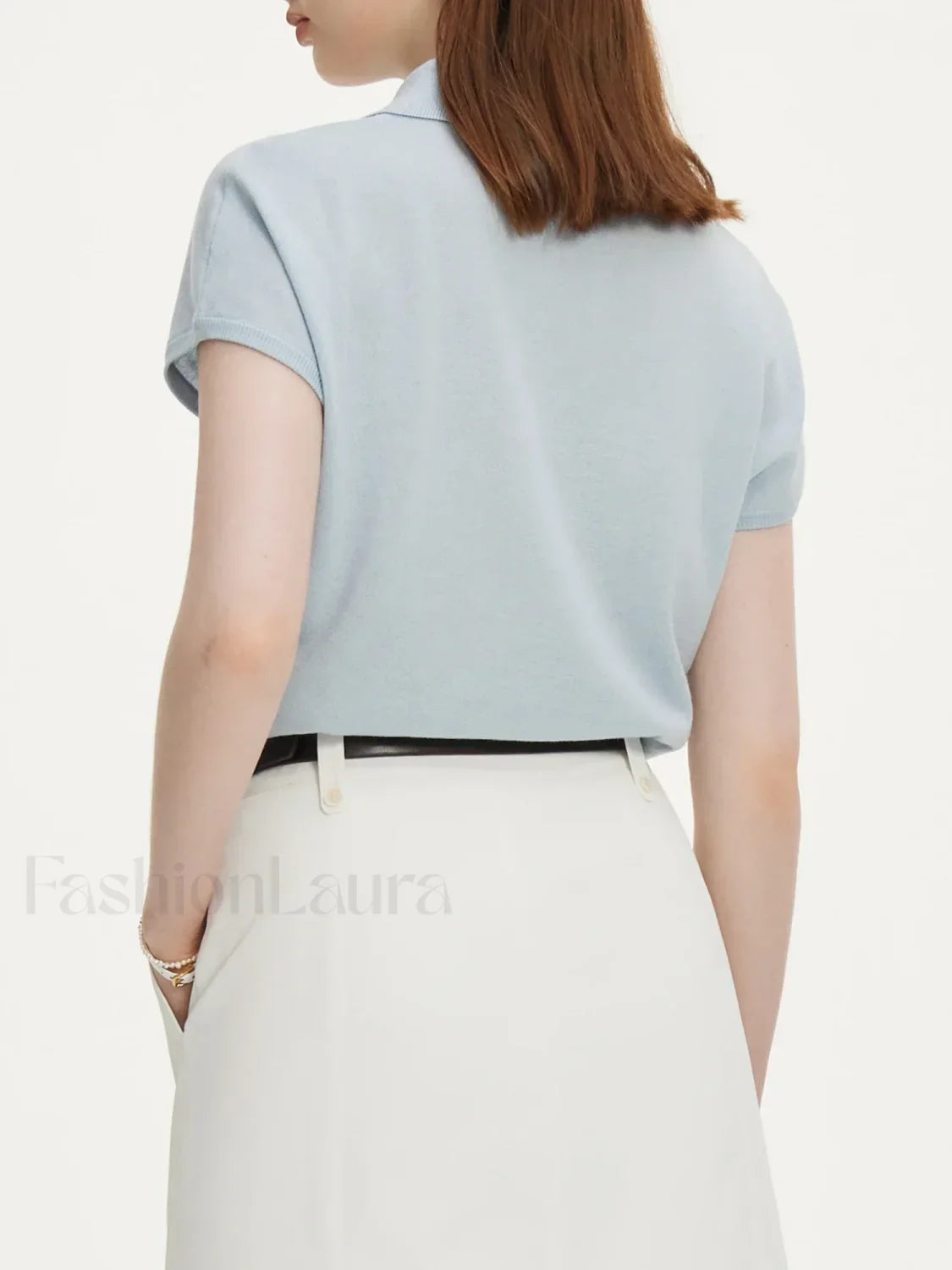 Knitwear Polo Neck Light Blue T Shirt SKY BLUE / XS