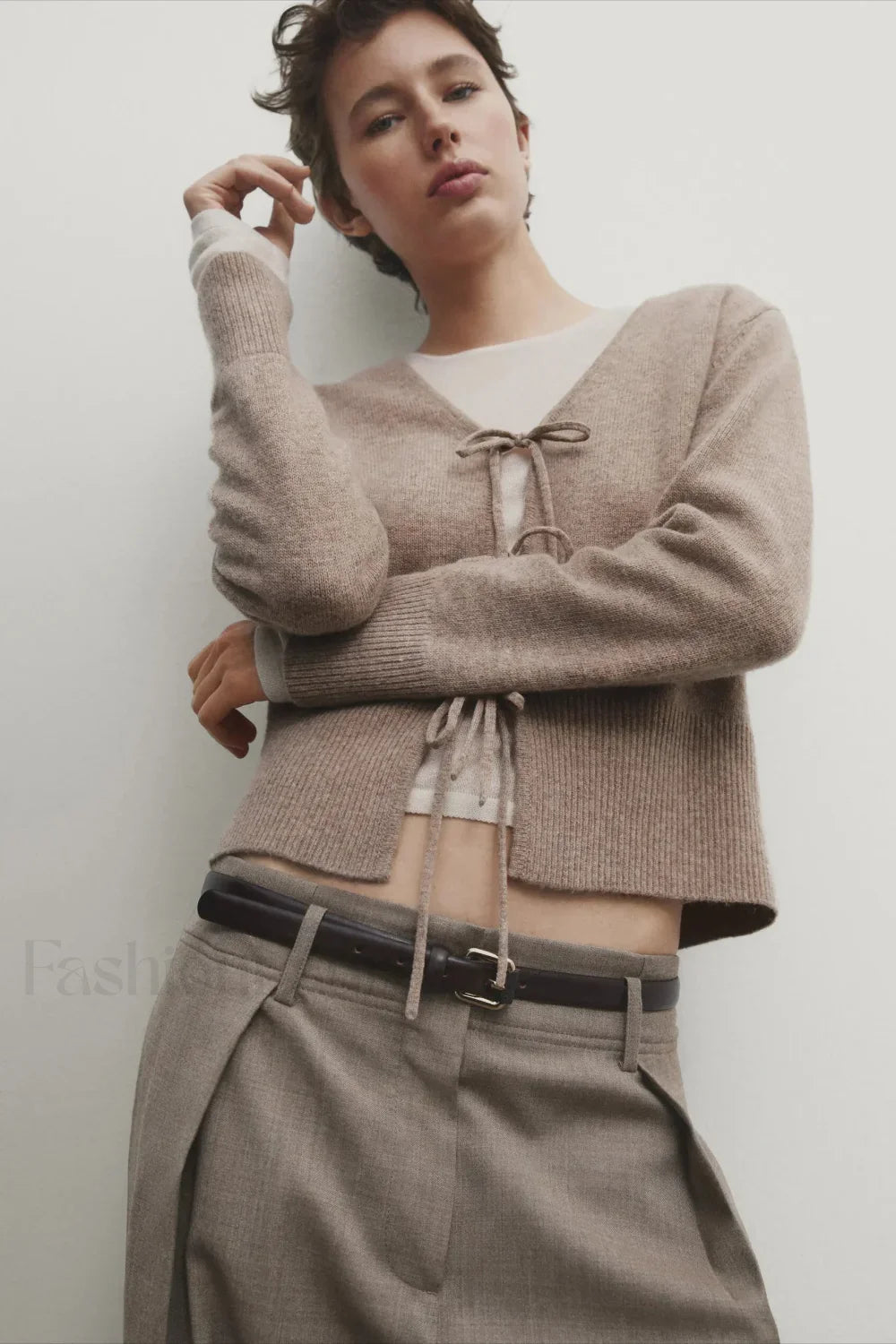 Knot Design Wool Blend Cardigan