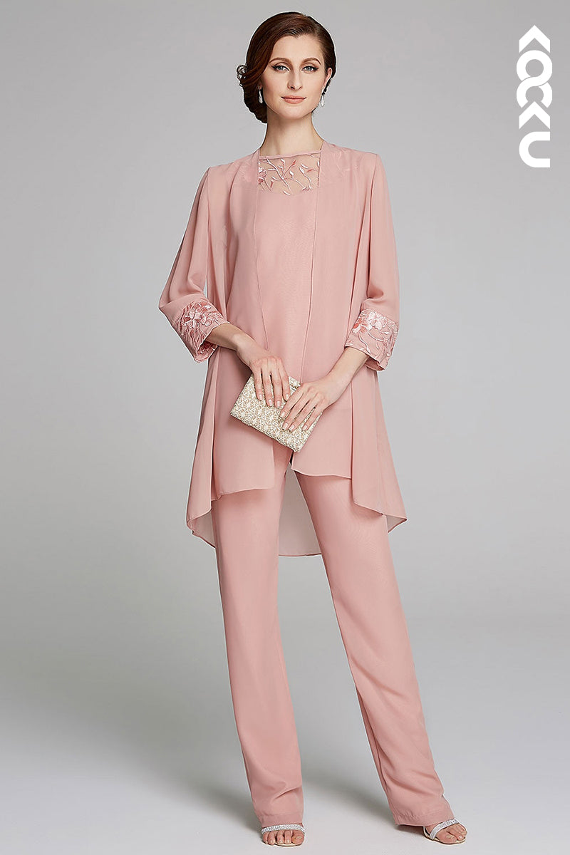 M6263 - Simple & Casual & Charming Three-Piece Chiffon Mother of the Bride Dress