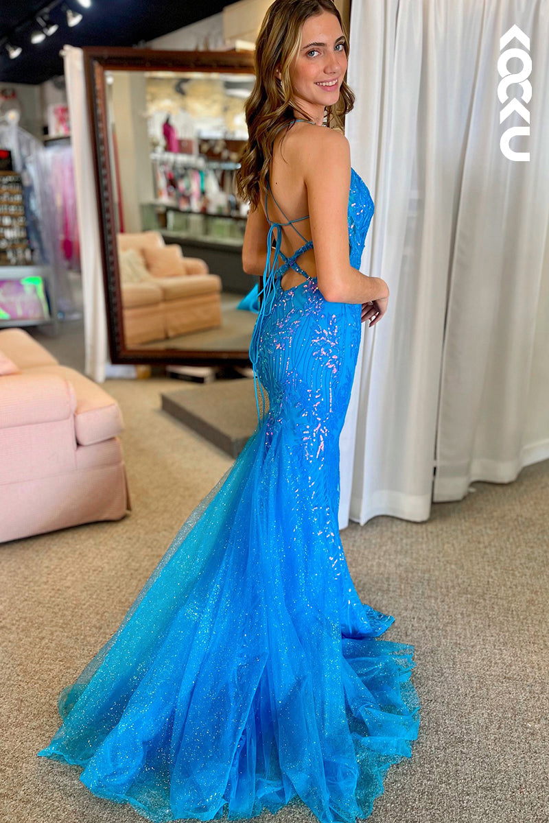 L2706 - Gorgeous & Charming Sparjky Spaghetti Straps Mermaid Evening Party Prom Dress