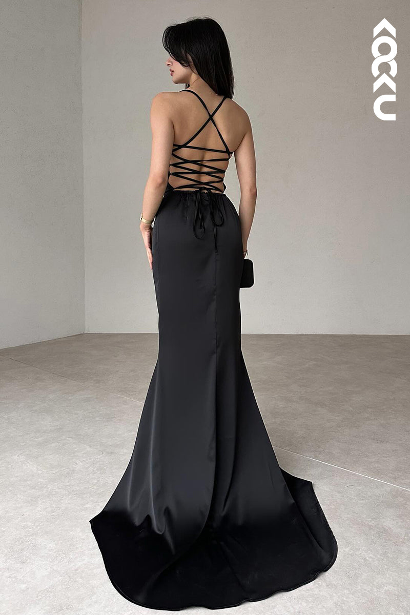 L2891 - Chic & Modern Off-Shoulder Mermaid Sleeveless Criss-Cross Straps Holiday Party Prom Dress