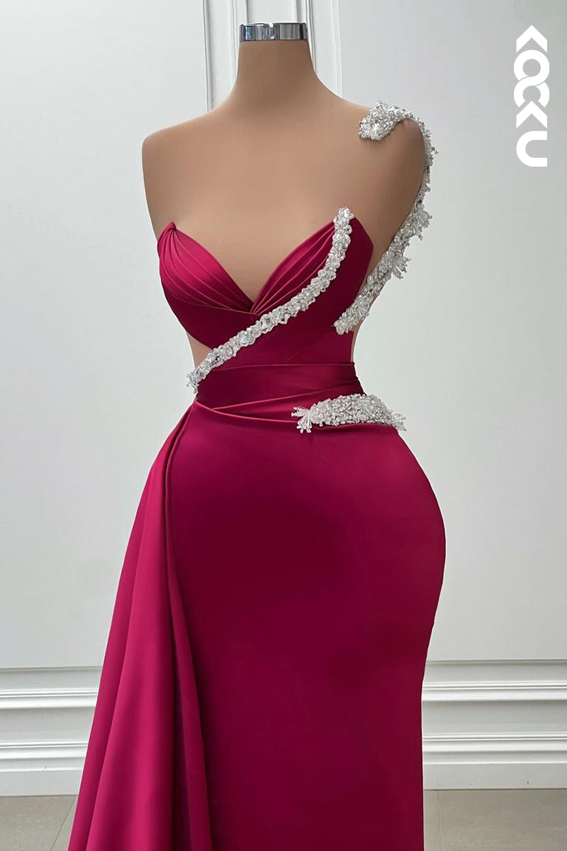 L2369 - Elegant & Luxurious Rhinestones Straps V-neck Sheath Sleevelss Formal Prom Dress