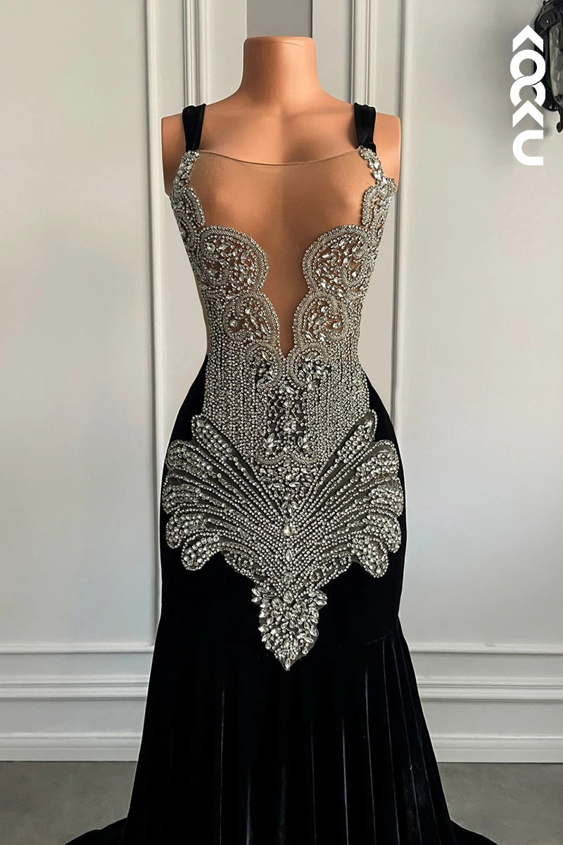 L2831 - Trumpet/Mermaid Ruffles Hot V-neck Straps Rhinestones Evening Party Prom Dress