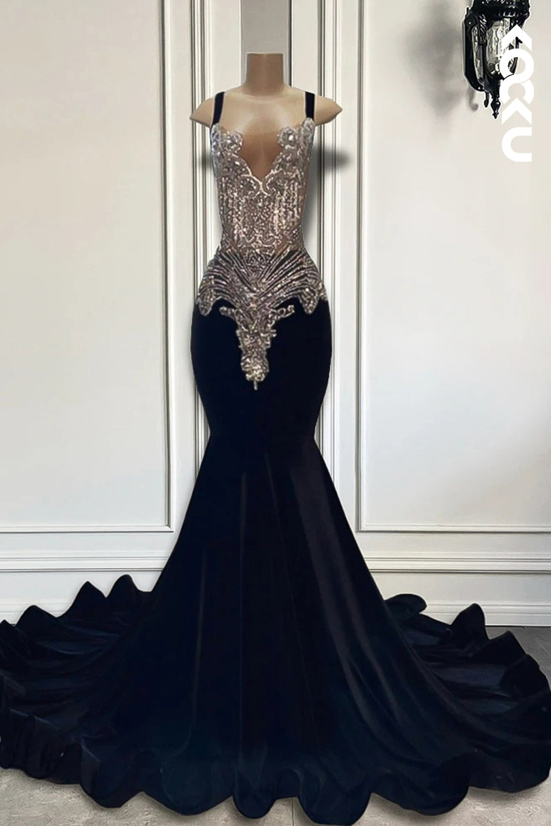 L2831 - Trumpet/Mermaid Ruffles Hot V-neck Straps Rhinestones Evening Party Prom Dress