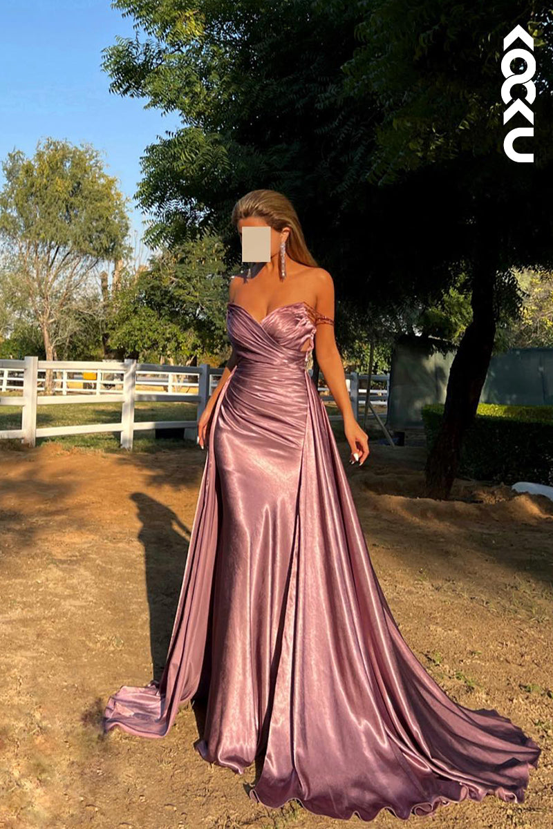 L2679 - Elegant & Luxurious Strapless Sleeveless Mermaid Ruched Formal Party Prom Dress
