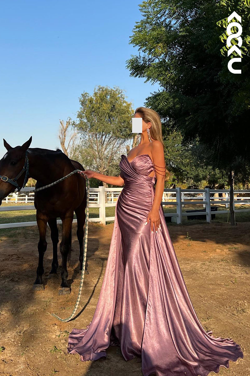 L2679 - Elegant & Luxurious Strapless Sleeveless Mermaid Ruched Formal Party Prom Dress