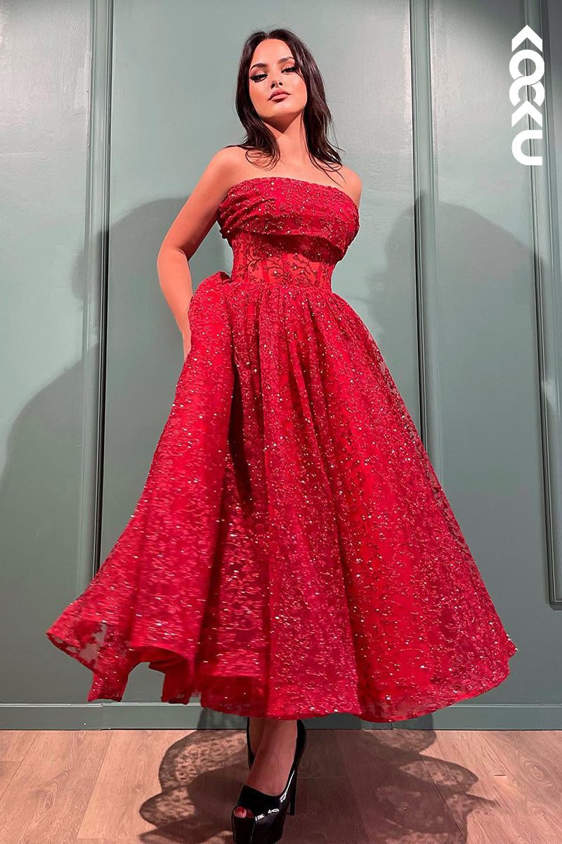 L2913 - Glamorous & Dramatic Ball Gown A-Line Printed Off-Shoulder Sleeveless Prom Dress