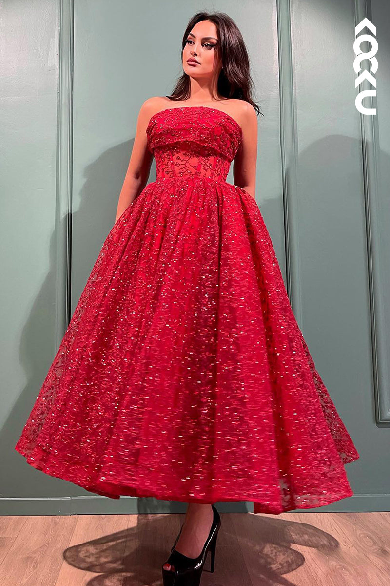 L2913 - Glamorous & Dramatic Ball Gown A-Line Printed Off-Shoulder Sleeveless Prom Dress