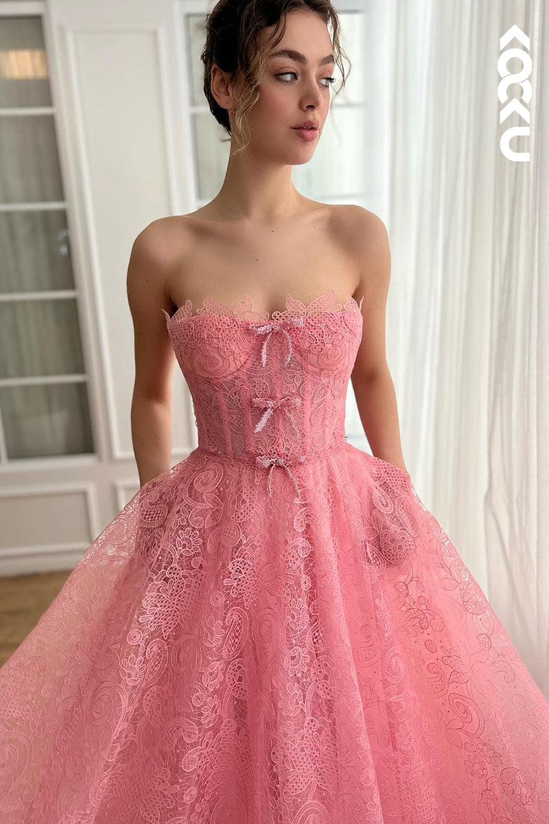 L2665 - Glamorous & Dramatic Off-Shoulder Sleeveless A-line Allover Applique Formal Prom Dress