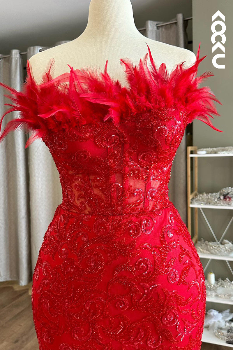 L2909 - Gorgeous & Charming Off-Shoulder Sleeveless Printed Tulle Mermaid Evening Prom Dress