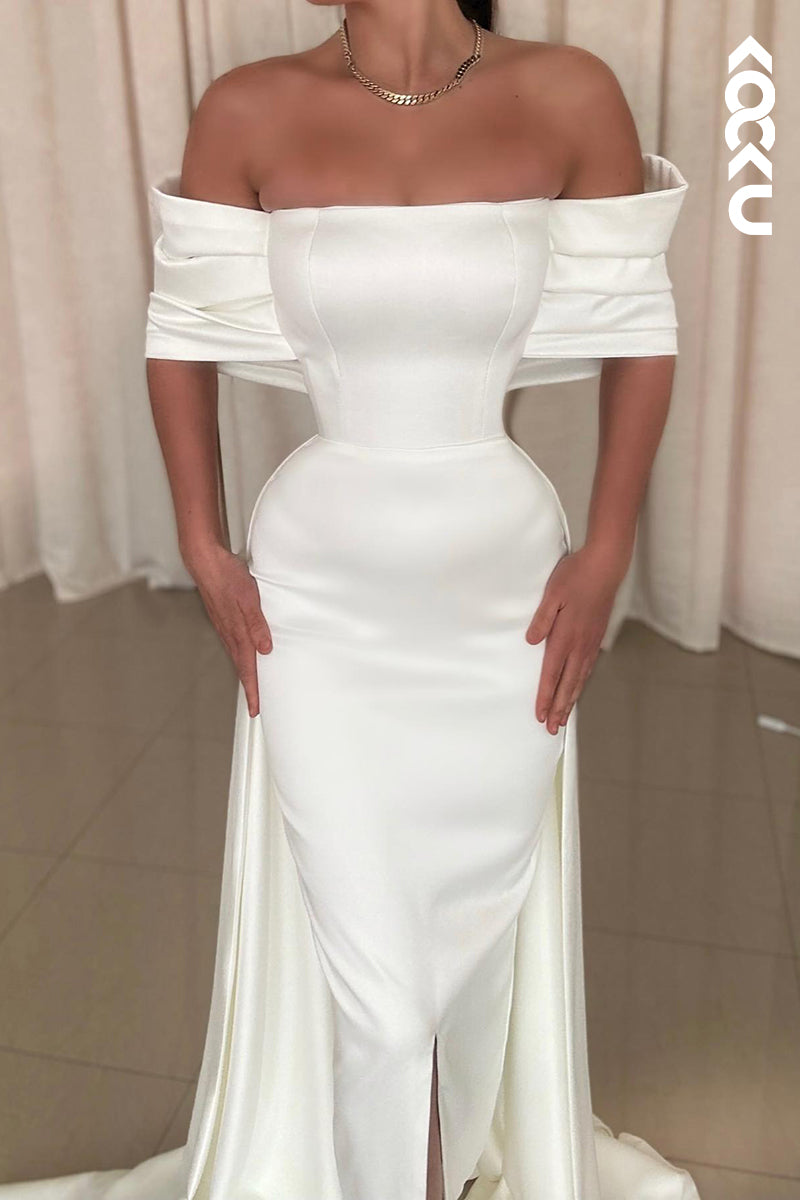 L2857 - Sheath/Column Off-Shoulder Sleeveless Party Prom Dress With Slit