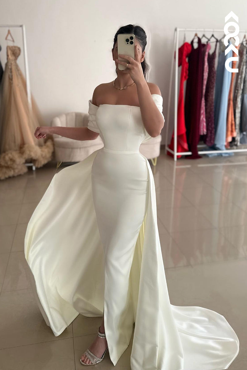L2857 - Sheath/Column Off-Shoulder Sleeveless Party Prom Dress With Slit