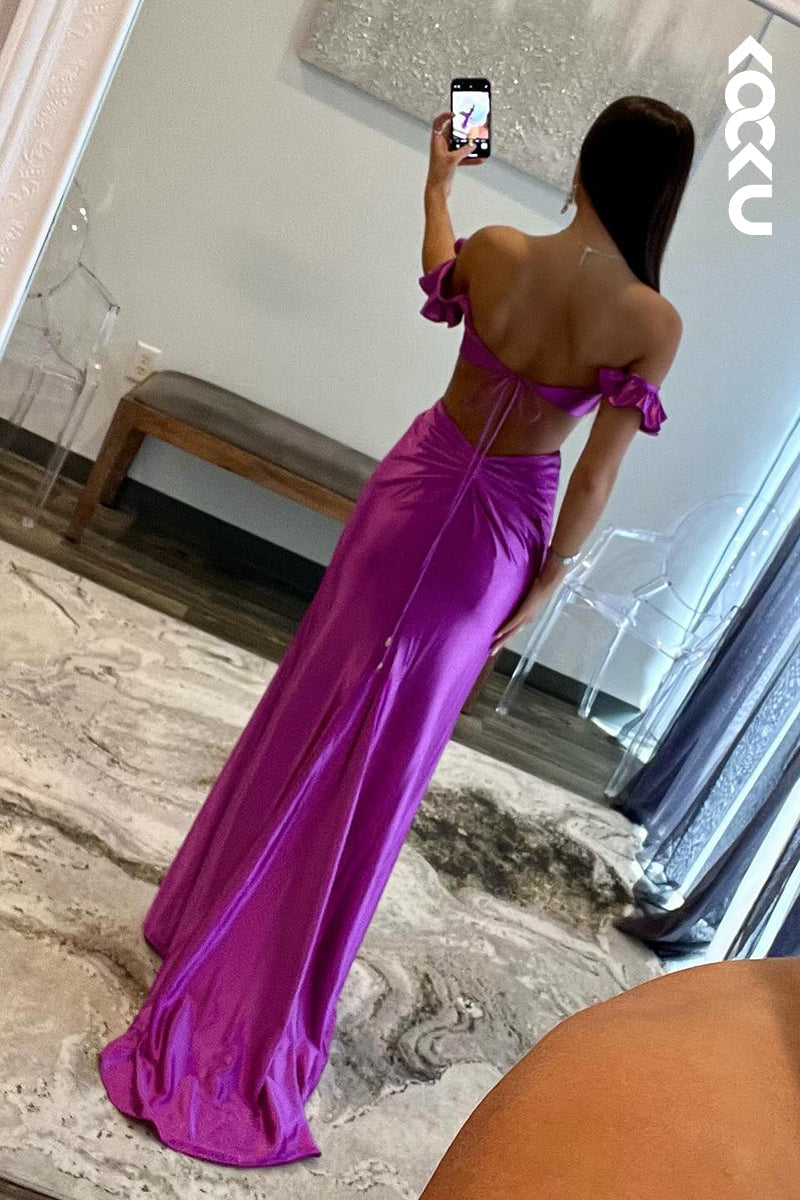 L2571 - -Couture & Ornate Off-Shoulder Cap Sleeves Sheath Party Formal Prom Dress