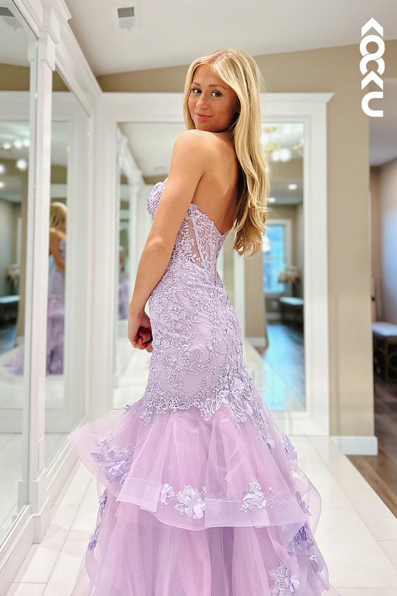 L2767 - Glamorous & Dramatic Off-Shoulder Sleeveless Mermaid Applique Party Prom Dress