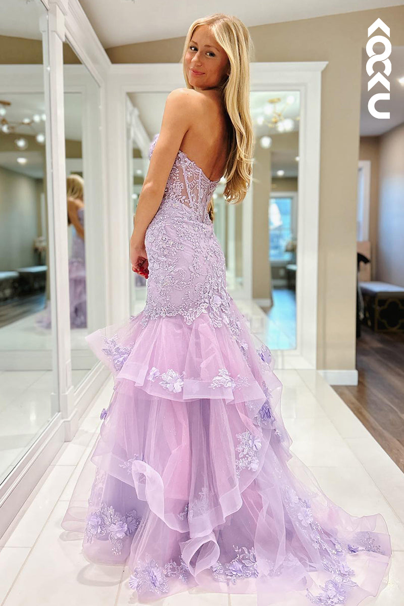 L2767 - Glamorous & Dramatic Off-Shoulder Sleeveless Mermaid Applique Party Prom Dress