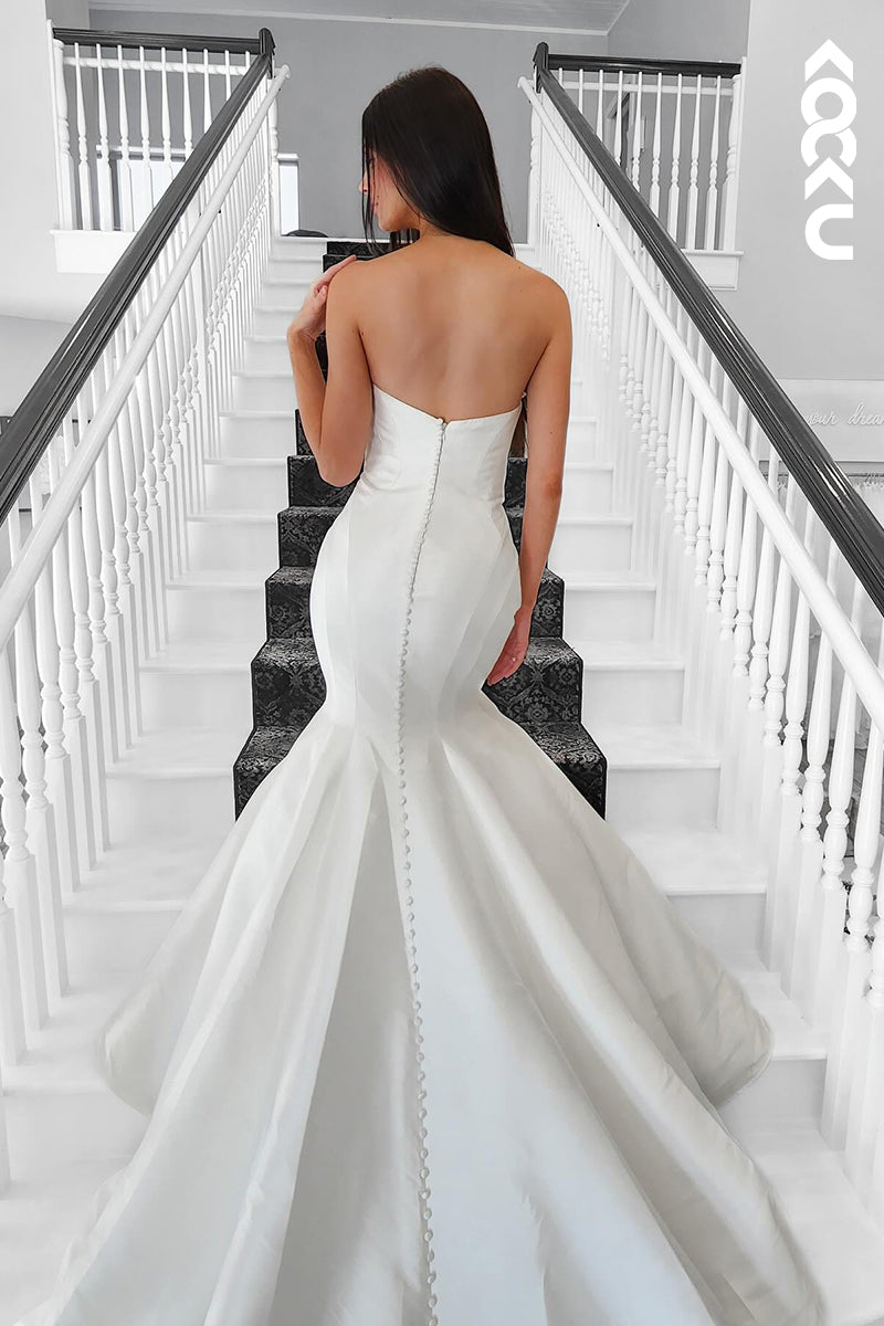 K2032 - Simple & Casual Scoop Sleeveless Mermaid Wedding Dress