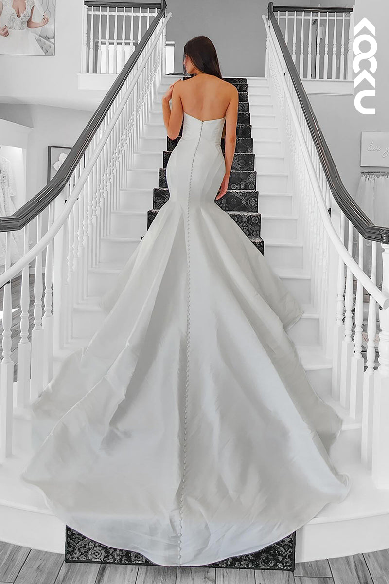 K2032 - Simple & Casual Scoop Sleeveless Mermaid Wedding Dress