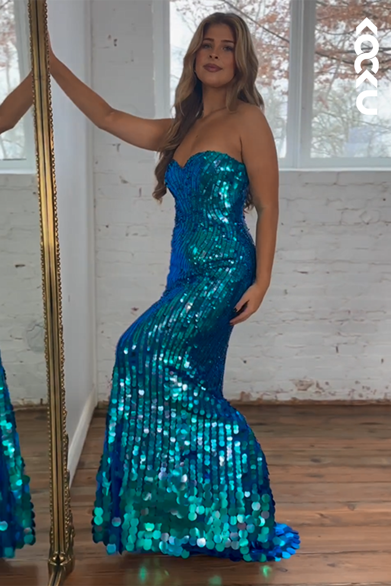 L2558 - Chic & Sparkly Off-Shoulder Sleeveless Mermaid Evening Party Prom Dress
