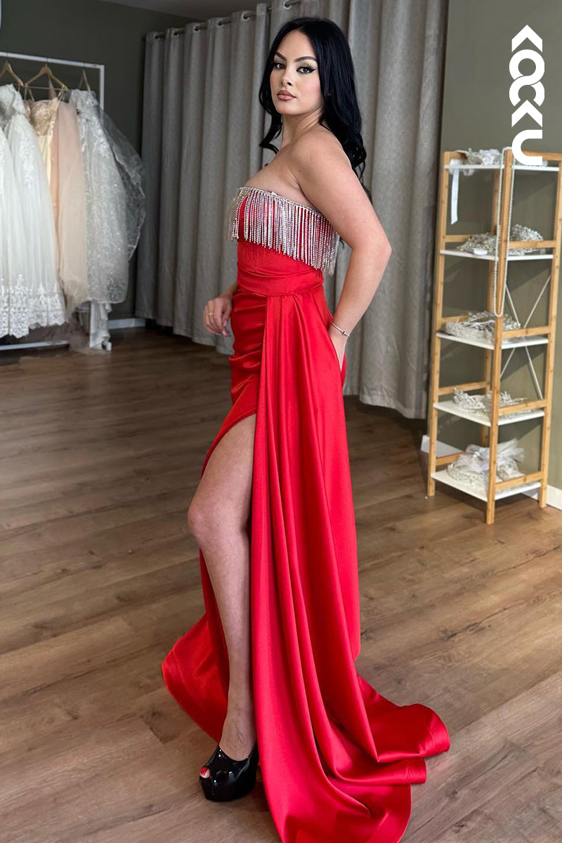 L2905 - Sexy & Hot Off-Shoulder Sleeveless Mermiad Side Slit Party Prom Dress