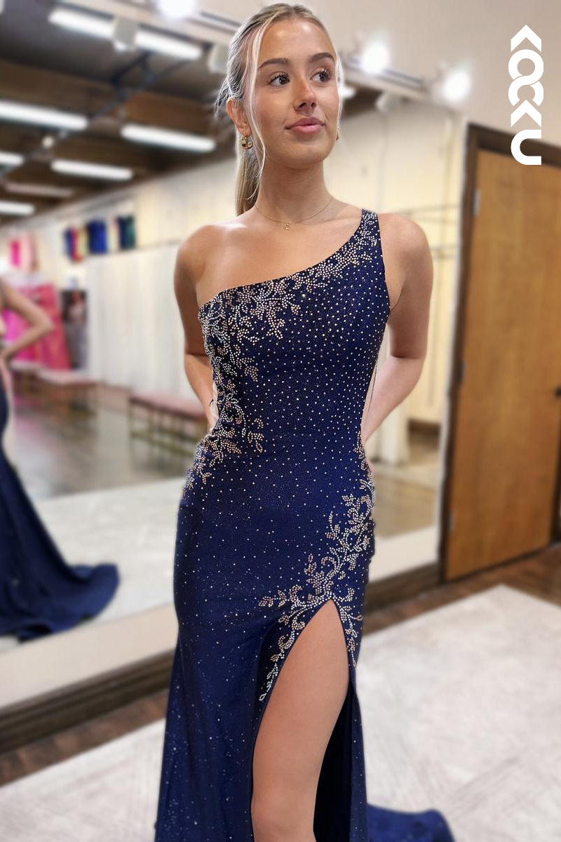 L2859 - Couture & Ornate Trumpet/Mermaid One Shoulder Sleeveless Evening Party Prom Dress