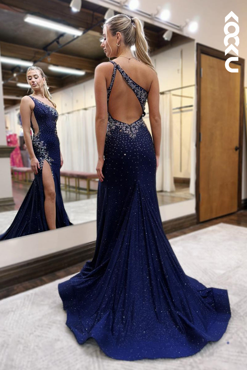 L2859 - Couture & Ornate Trumpet/Mermaid One Shoulder Sleeveless Evening Party Prom Dress