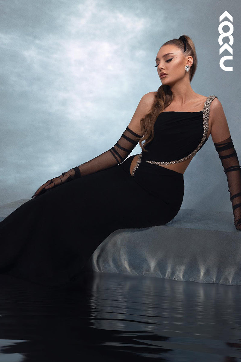 L2899 - Trumpet/Mermaid Chic & Modern One Shoulder Sleeveless Mermaid Evening Party Prom Dress