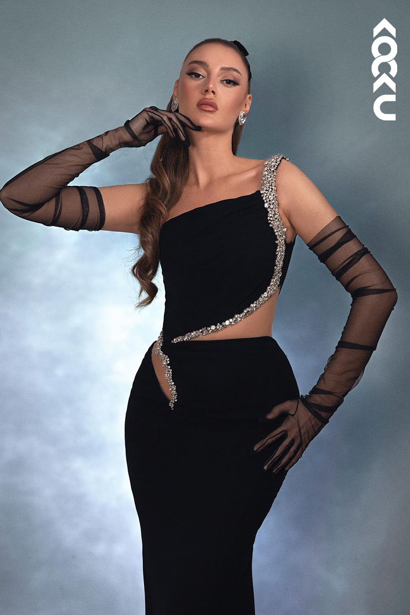 L2899 - Trumpet/Mermaid Chic & Modern One Shoulder Sleeveless Mermaid Evening Party Prom Dress