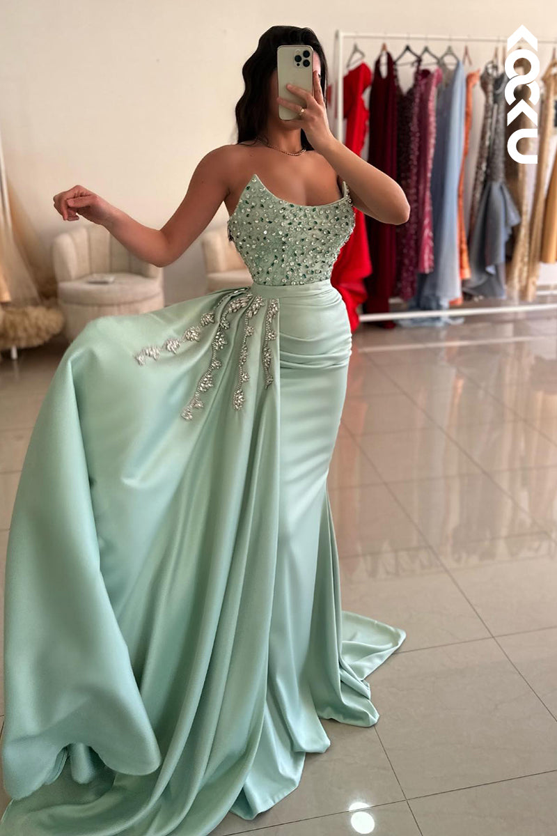 L2856 - Gorgeous & Charming Sleeveless Scoop Rhinestone Sheath Party Prom Dress