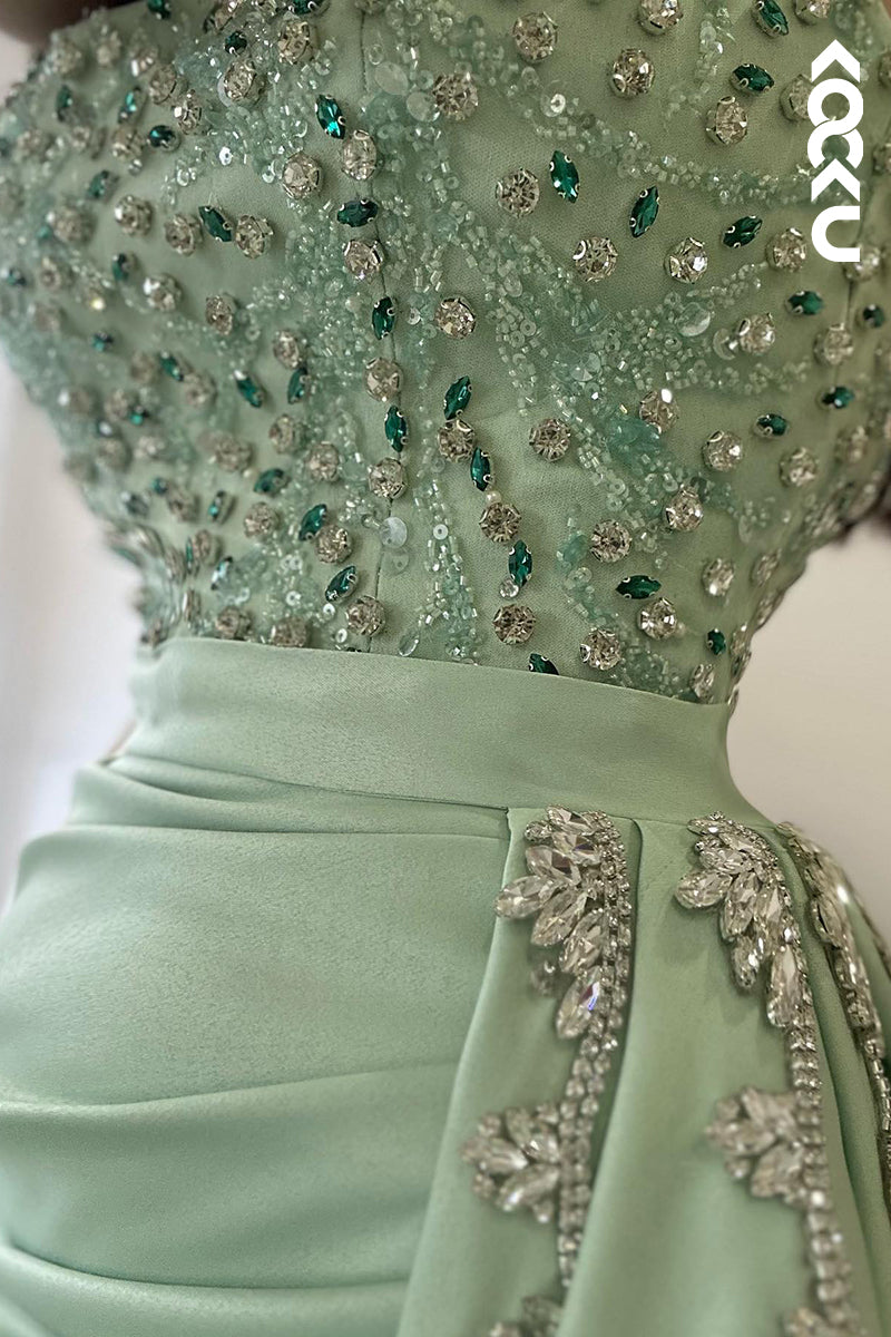 L2856 - Gorgeous & Charming Sleeveless Scoop Rhinestone Sheath Party Prom Dress