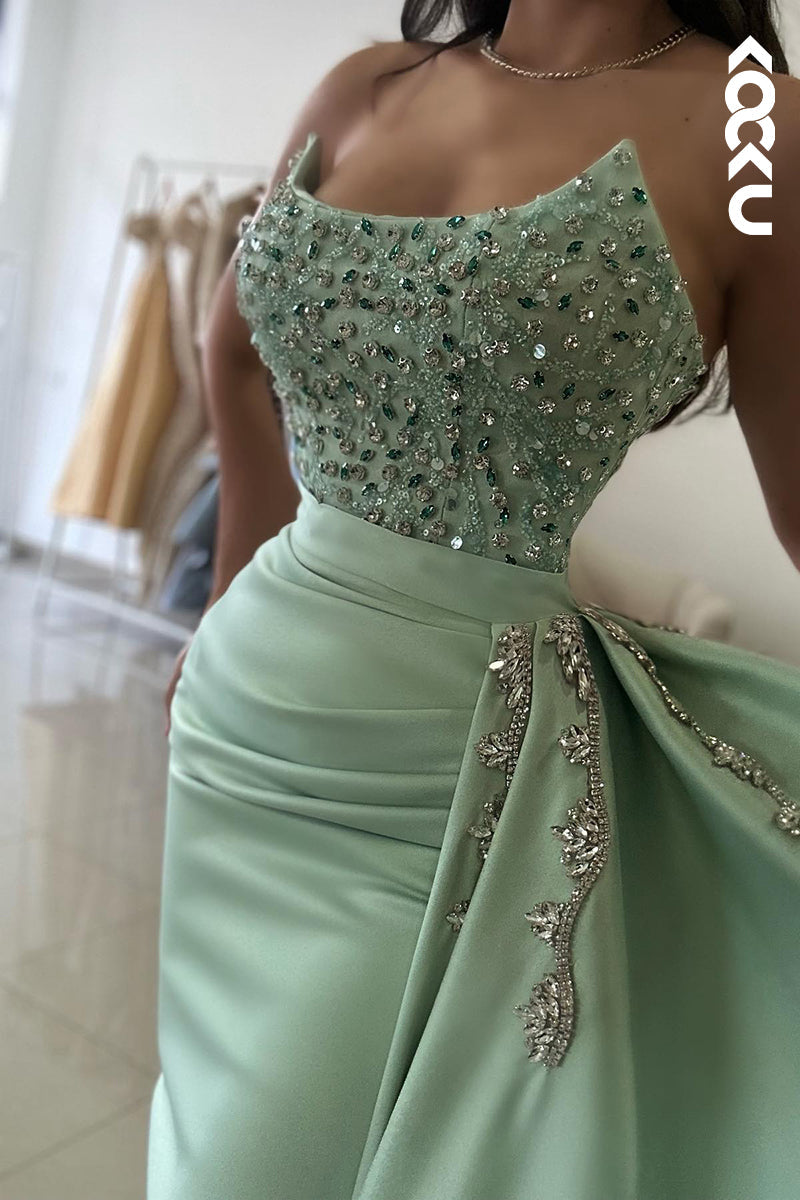 L2856 - Gorgeous & Charming Sleeveless Scoop Rhinestone Sheath Party Prom Dress