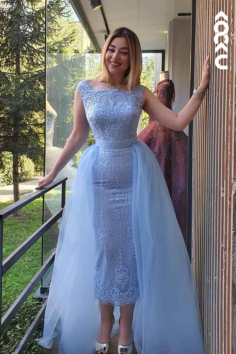 L2919 - Couture & Ornate Sheath/Column Sleeveless Applique Formal Party Prom Dress