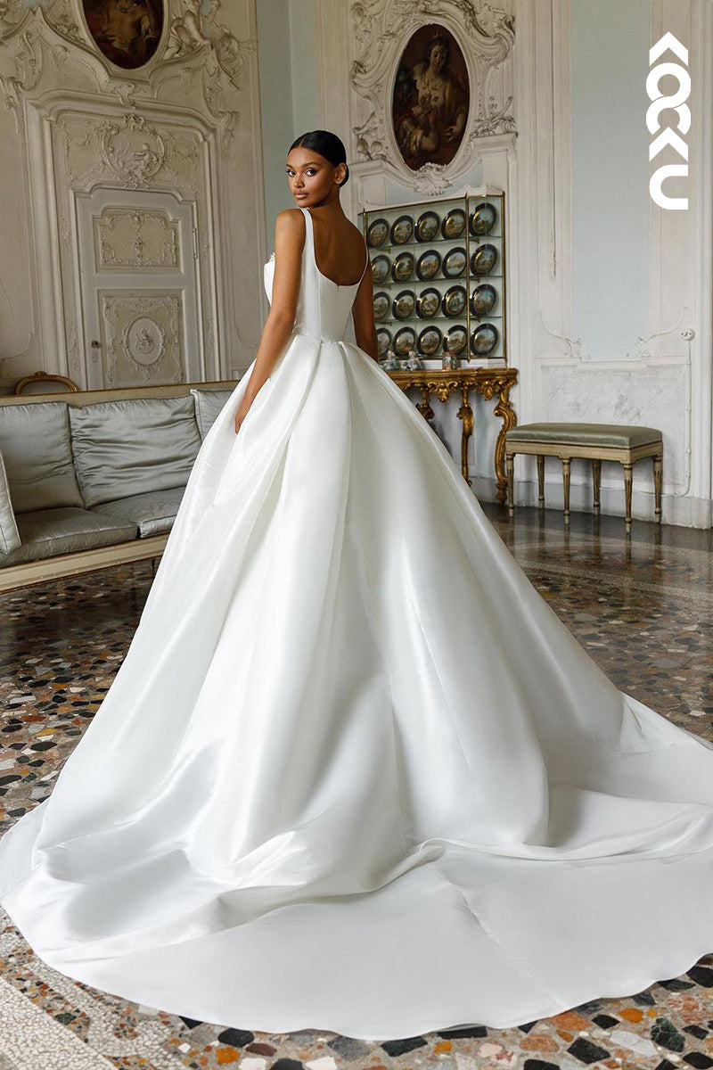 K1936 - Classic & Timeless Straps Square A-line Simple Wedding Dress