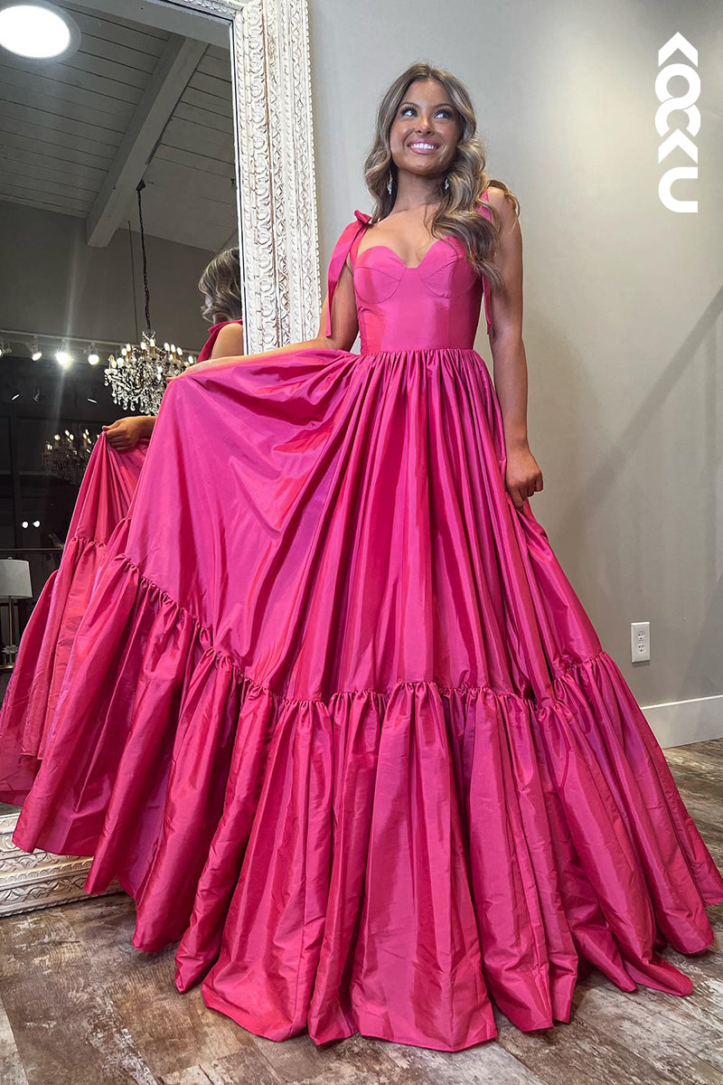 L2981 - Classic & Timeless A-Line Straps Ruffles Formal Party Prom Dress