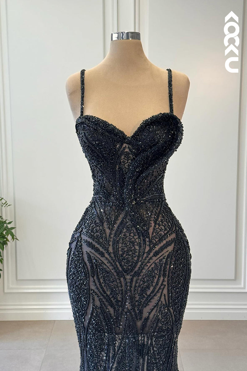 L2788 - Trumpet/Mermaid Spaghetti Straps Sweetheart Sequins Evening Party Prom Dress