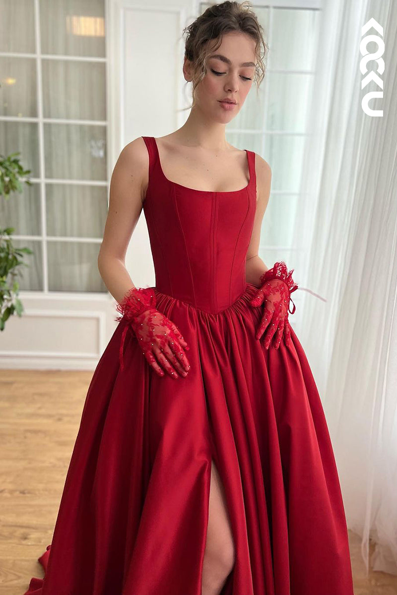 L2666 - Classic & Timeless Straps Scoop A-line Formal Party Prom Dress